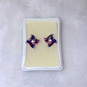 Multi Color  Zirconia Sterling Silver  Earrings